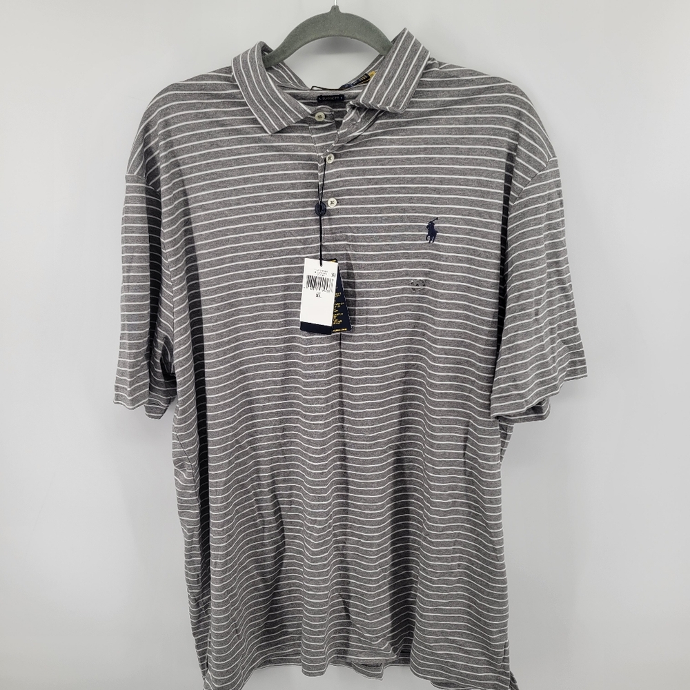 Polo Ralph Lauren Classic Fit Gray Striped Polo Shirt Size XL